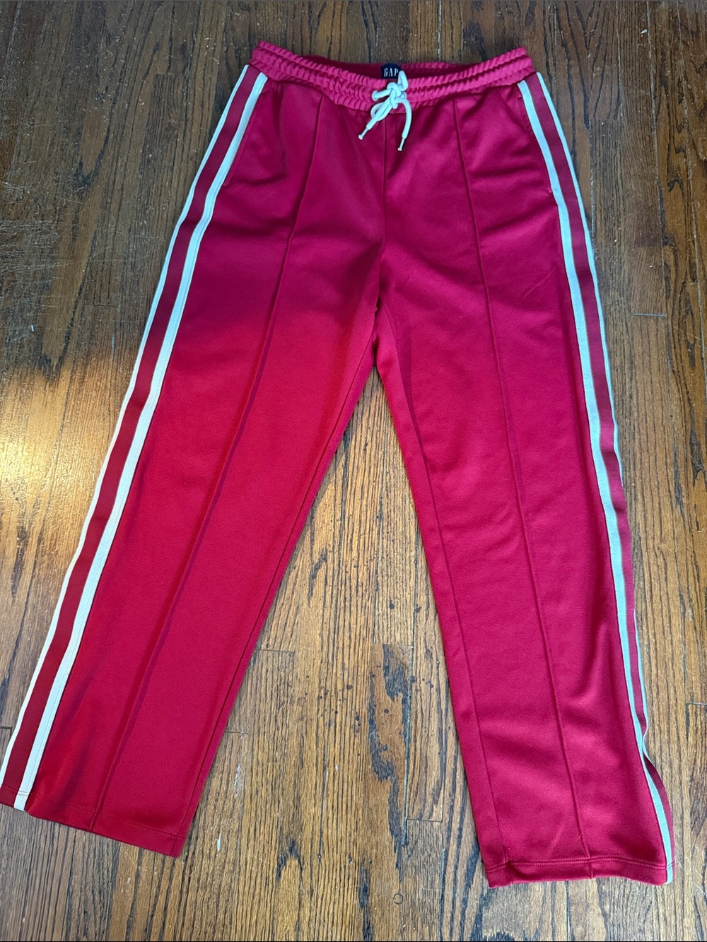 GAP Red Track Pants with White Side Stripes